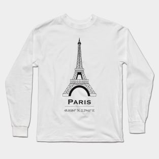 Paris Eiffel Tower coordinates sticker Long Sleeve T-Shirt